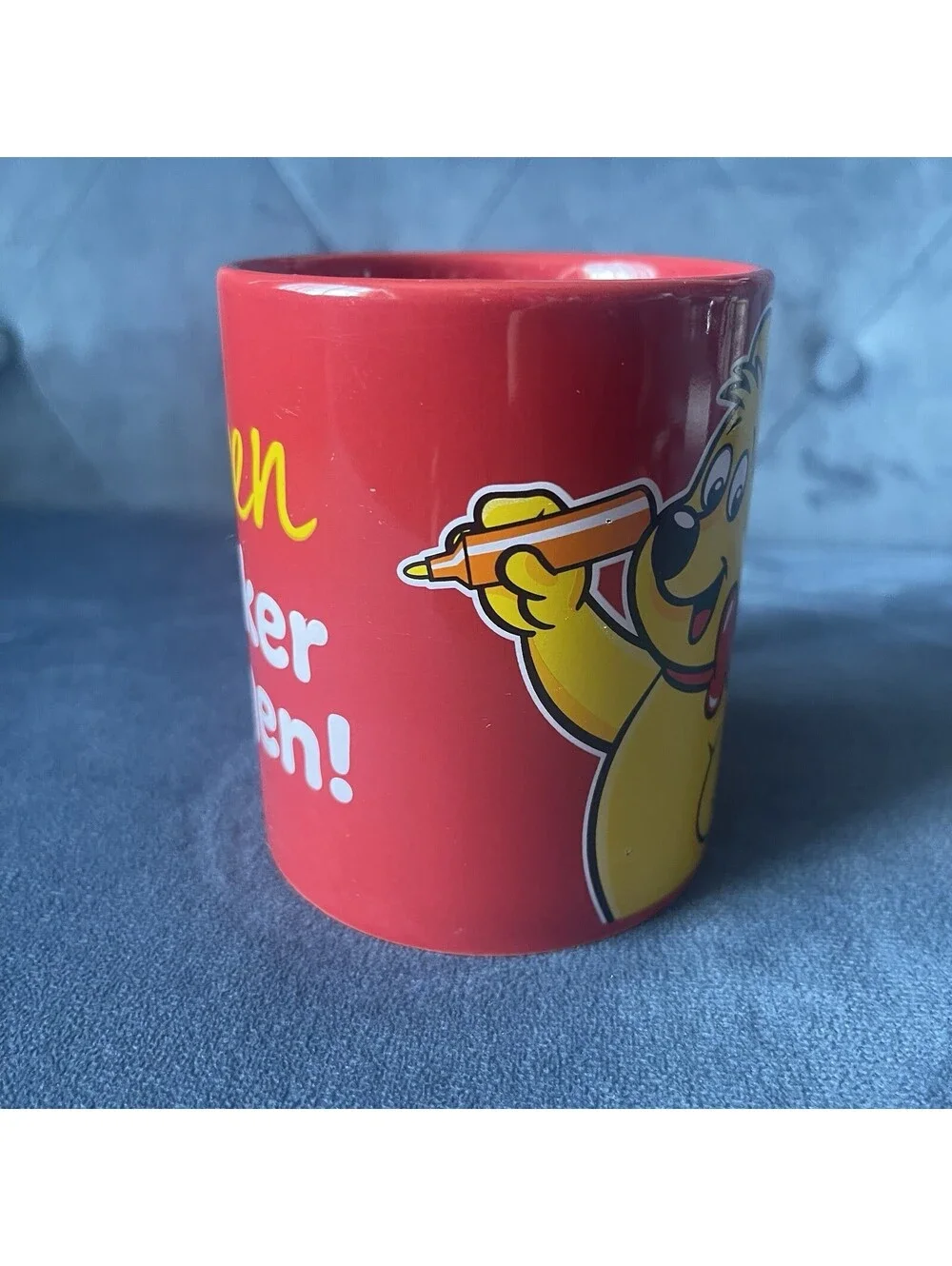 HARIBO Coffee Mug Gummy Gold Bear Red Yellow Novelty Baren Starker RARE PROMO